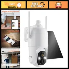 Wireless Outdoor Security Cameras 2K Pan/Tilt 360° Solar/Battery WiFi, AI Motion