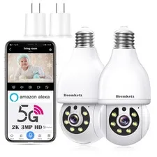 2K Light Bulb Security Camera,5G&2.4GHz WiFi 360° Motion Tracking, Color Nigh...