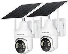2 Cámaras Seguridad Solar 2K WiFi Exterior 360° PIR Visión Nocturna Audio 2 Vías