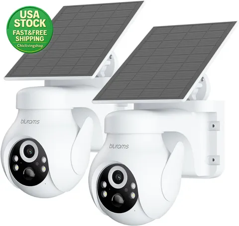 2K Solar Security Camera Wireless Outdoor 360 PTZ Human Tracking 2 Pack