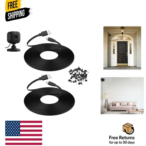2-Pack 30 ft Power Cord for Blink Mini 2, Blink Outdoor 4 Camera, Black