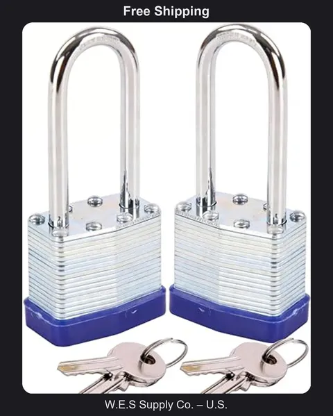 2 Pack SEPOX Laminated Steel Padlocks with Extra Long Shackle Keyed Alike
