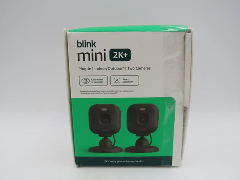 Blink Mini 2K+ Compact Plug-in Security Camera 2K Video Resolution 2 Pack NEW