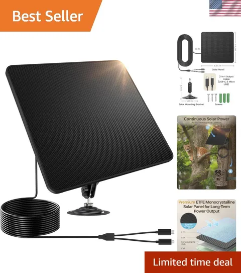 High-Efficiency 6W Solar Panel for Cameras -  Waterproof & Adjustable Mount