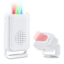 Wireless Motion Sensor Door Chime 17 Ringtones 4 LED Vibration Alarm for Home