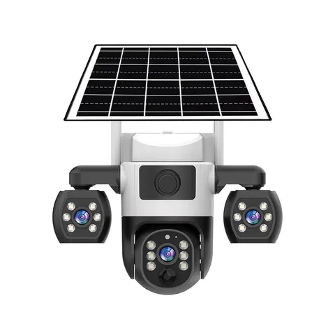 4G/WiFi Solar Cam – 3-Lens 3-View, PIR, Wireless Monitor