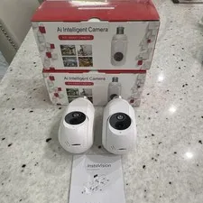 InstaVision AI Intelligent Camera 2-Pack White Indoor Hardwired Wi-Fi IP