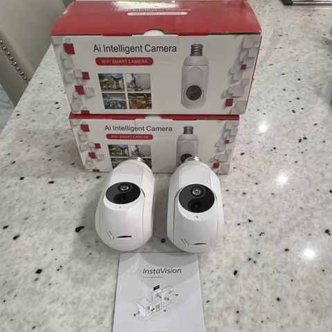 InstaVision AI Intelligent Camera 2-Pack White Indoor Hardwired Wi-Fi IP