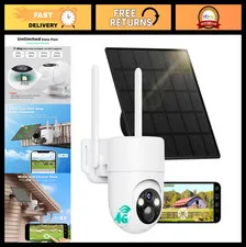 4G LTE Solar Security Camera - No WiFi, 360° Live View, 2K Color Night Vision, W