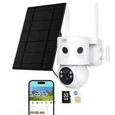 4G LTE Cellular Security Camera 180°Automatic Intrusion Detection and 360°Pan...