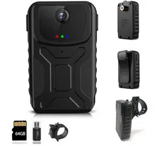 Mini Body Camera 1080P FHD 130 Degree Wide Built-in 64GB Card IP64 Waterproof