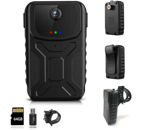 Mini Body Camera 1080P FHD 130 Degree Wide Built-in 64GB Card IP64 Waterproof