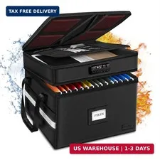 Fireproof File Oganizer with Lock, 2 Layer Fireproof Document Storage Box | Port