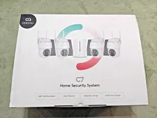 COOAU C7 Wireless Security Camera System 4MP UHD Solar Powered HomeBase White