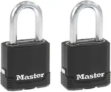 Candado exterior Master Lock Magnum resistente al clima y cortes, paquete de 2