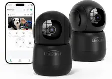 Indoor Security Camera 2K Pet Camera 2.4 Ghz Dog Camera Black 2 Pack | App Motio