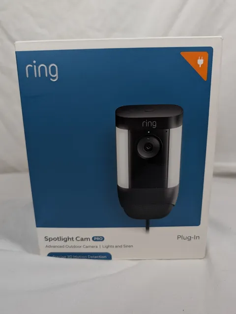 Ring Spotlight Cam Pro Plug-In 1080p Security Camera Black Precise 3D Motion-NEW