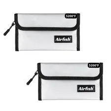 2 Pack Fireproof Money Bag, 5 x 8 inches Fireproof Wallet, Waterproof Cash Ba...