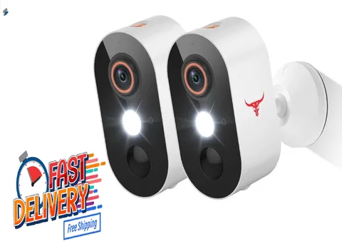 2 Pack Wireless Security Camera System Smart Night Vision Outdoor WiFi Cameras