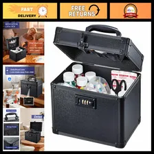 Lockable Security Storage Box - Black Safe with Combination Lock, 10x7x7.9" Orga