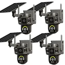 Wireless WiFi Outdoor Pan/Tilt Home Security Camera System Solar Battery Powered