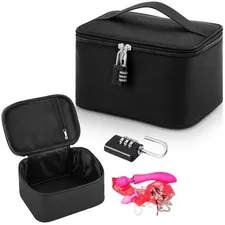 Black Lockable Discreet Personal Storage Bag with Zipper Organizer Case