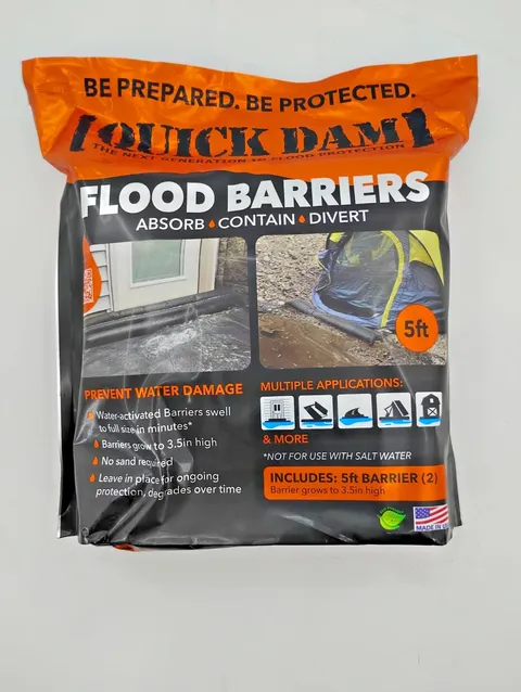Quick Dam Water-Activated Flood Barriers - 5 Foot Length - 2-Pack