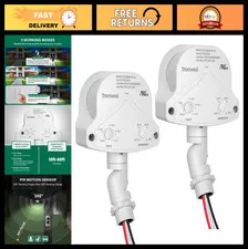 2 Pack Adjustable 240-Degree Motion Detector Sensor, 60ft Range, 3 Modes, UL Lis