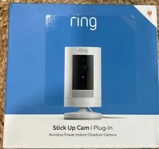 Ring Stick Up Cam Plug-In Indoor/Outdoor Camera White: Works With Alexa