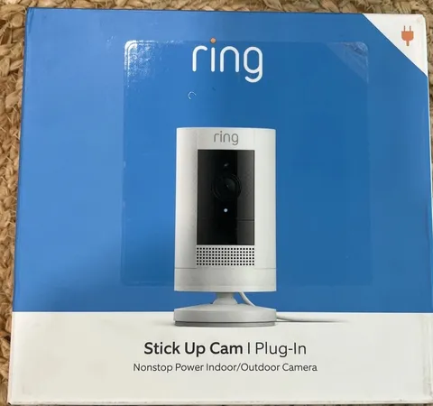 Ring Stick Up Cam Plug-In Indoor/Outdoor Camera White: Works With Alexa