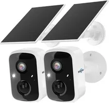 2 Pack Solar Security Cameras 3K 4MP Wireless Outdoor WiFi AI Detection