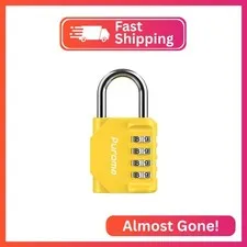 Puroma 1 Pack Combination Lock Locker 4 Digits Combo Padlock Gym Yellow