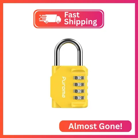 Puroma 1 Pack Combination Lock Locker 4 Digits Combo Padlock Gym Yellow