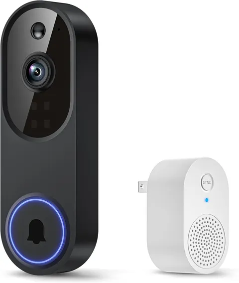 1080P Smart Wi-Fi Doorbell Camera with Doorbell Receiver, AI Motion Detection, N