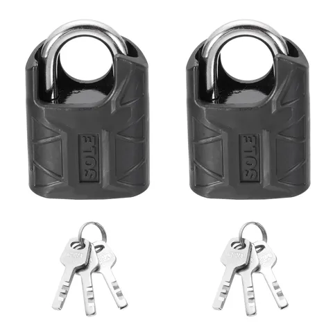2Pcs High Security Solid Steel Padlock with Key, Black (1-5/16 Inch)