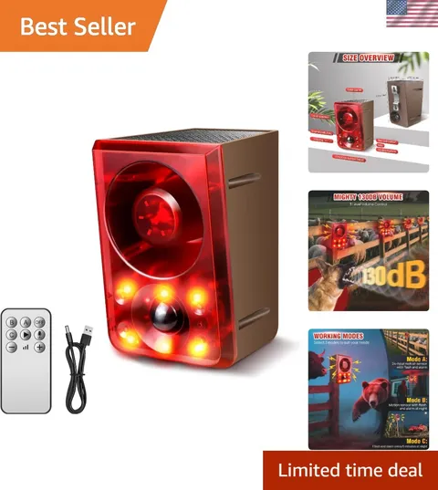 Advanced Solar Motion Sensor Alarm with USB Backup & Strobe Light—500 Ft Range