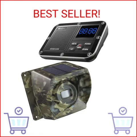 Solar Driveway Alarm Wireless Outside 1800ft Range, Outdoor Motion Sensor & Dete