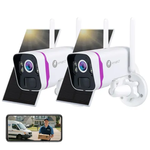 2Pack Wireless Solar Outdoor Security Camera, 4MP 2K QHD WiFi6 Camera, All We...