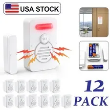 Wireless Voice Door Alarms When Opened 90dB Adjustable Volume Window Alert 12PCS