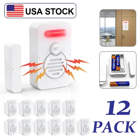 Wireless Voice Door Alarms When Opened 90dB Adjustable Volume Window Alert 12PCS