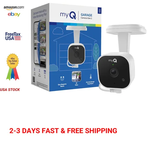Garage Camera myQ 2K Wi-Fi Night Vision Wide-Angle 2-Way Audio Magnetic Mount