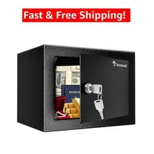 Durable SPCC Steel Safe Box with Key Lock - 9.06x6.69x6.69 Inch Dimensions