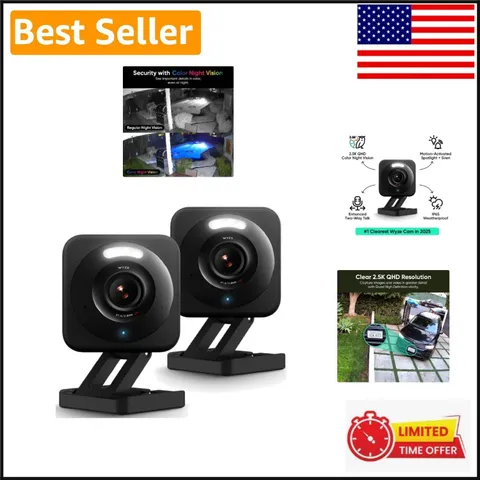 Weatherproof Security Cameras - 2.5K QHD with 512GB Local Storage 2 Pack