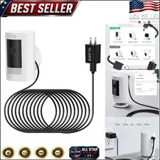 Plug-in 16ft Weatherproof Adapter for Continuous Charging of Ring Stick Up Cam