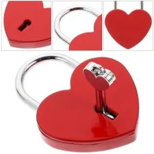 Mini Lock Love Heart Padlock Red Suitcase Small Carrying with Key