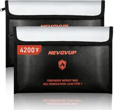 4200°F Fireproof Money Bag - Upgraded Heat Insulated, 9.8 X 6.5" Small Fireproof