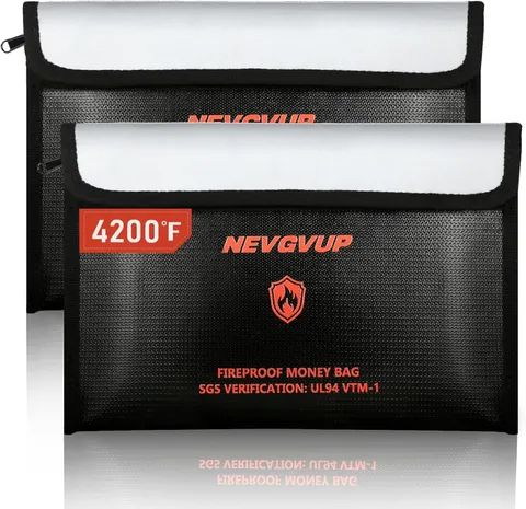 4200°F Fireproof Money Bag - Upgraded Heat Insulated, 9.8 X 6.5" Small Fireproof