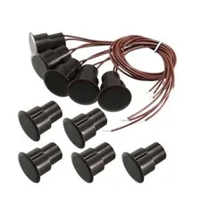 5pcs RC-36 NC Recessed Wire Door Contact Sensor Alarm Magnetic Reed Switch Brown