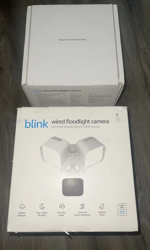 Lot Of 2 - White & Black - Blink Wired Outdoor Floodlight Camera