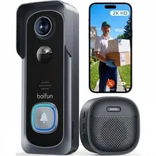 Wireless Video Doorbell Camera 2K HD Night Vision Motion Alerts Black